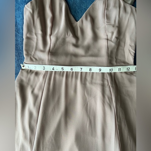 Mumu Weddings Jenn maxi dress soft beige chiffon v- neck low v back neutral M - Picture 11 of 12